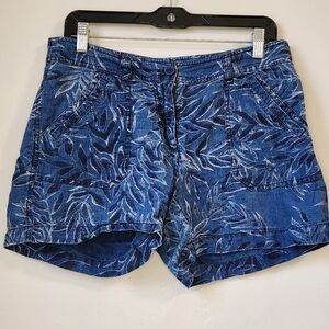 Tommy Bahama 100% Linen Blue Leaf Print Women's‎ Shorts SZ 6